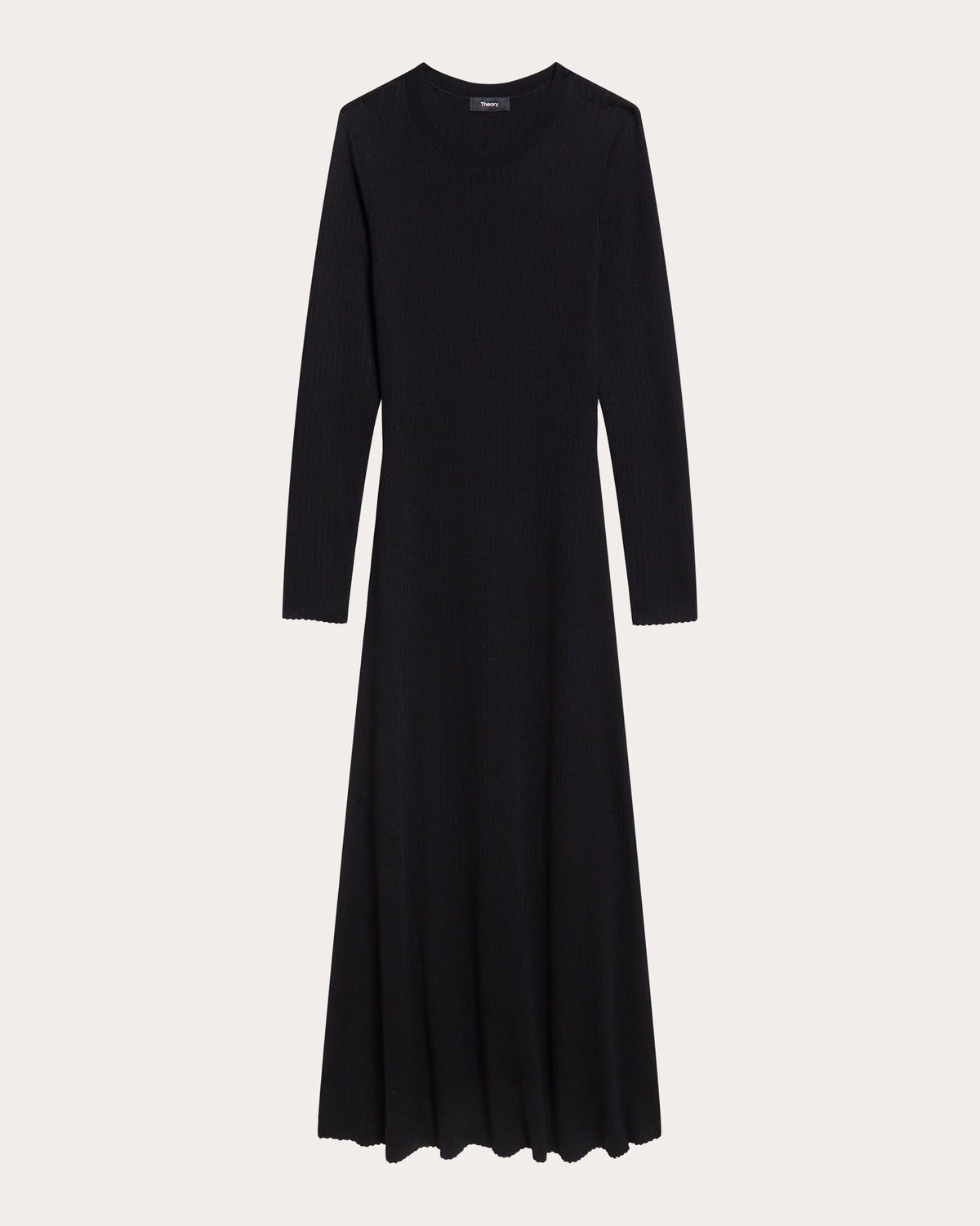 Regal Wool Ribbed Long-Sleeve Dress