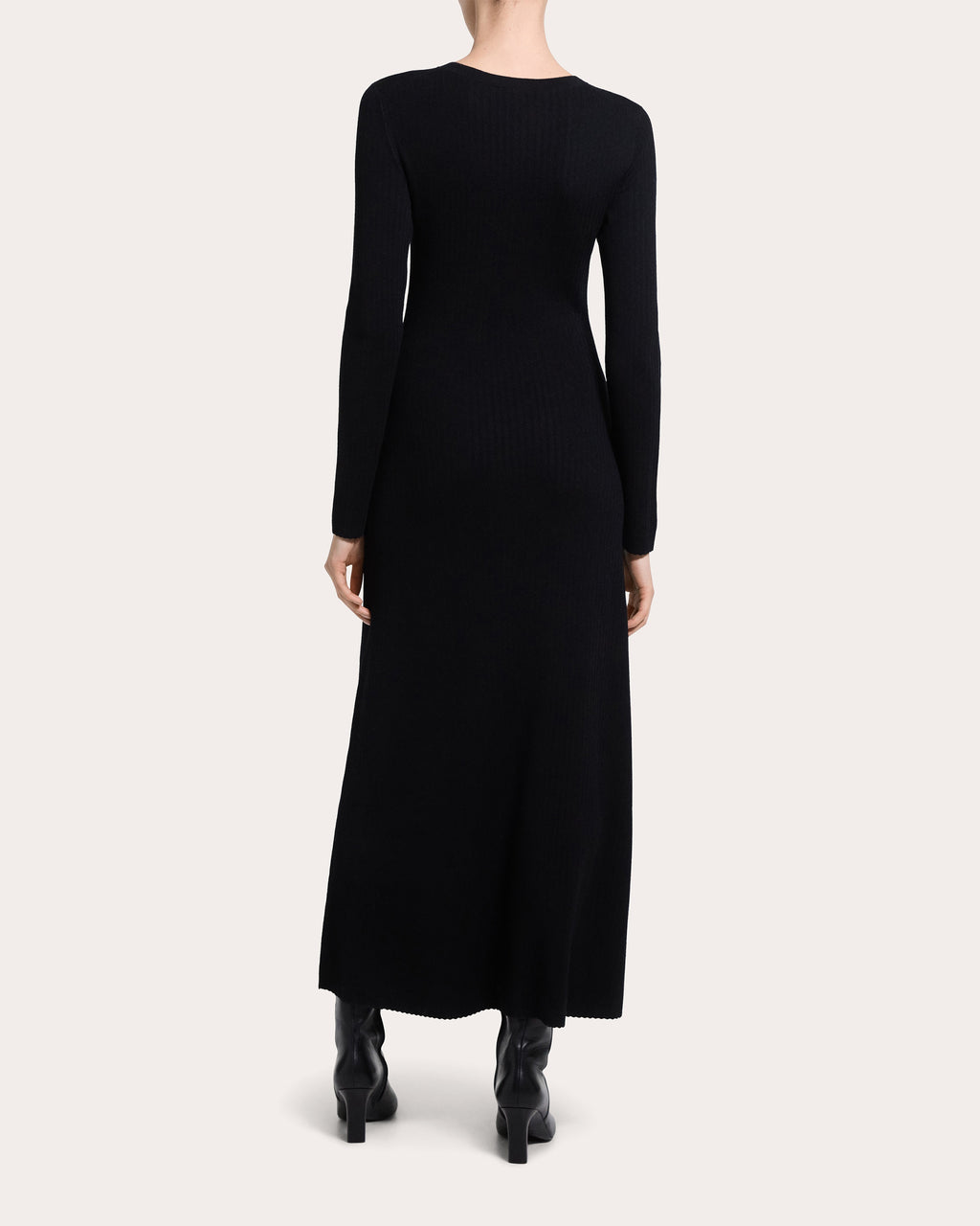 Regal Wool Ribbed Long-Sleeve Dress