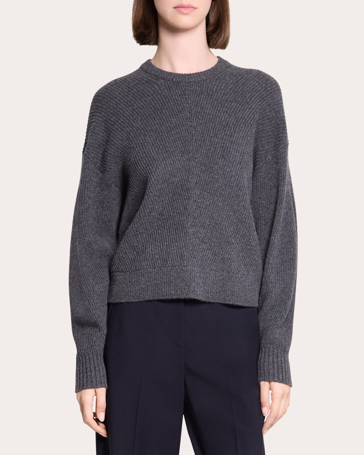 Textural Ribbed Cashmere Pullover