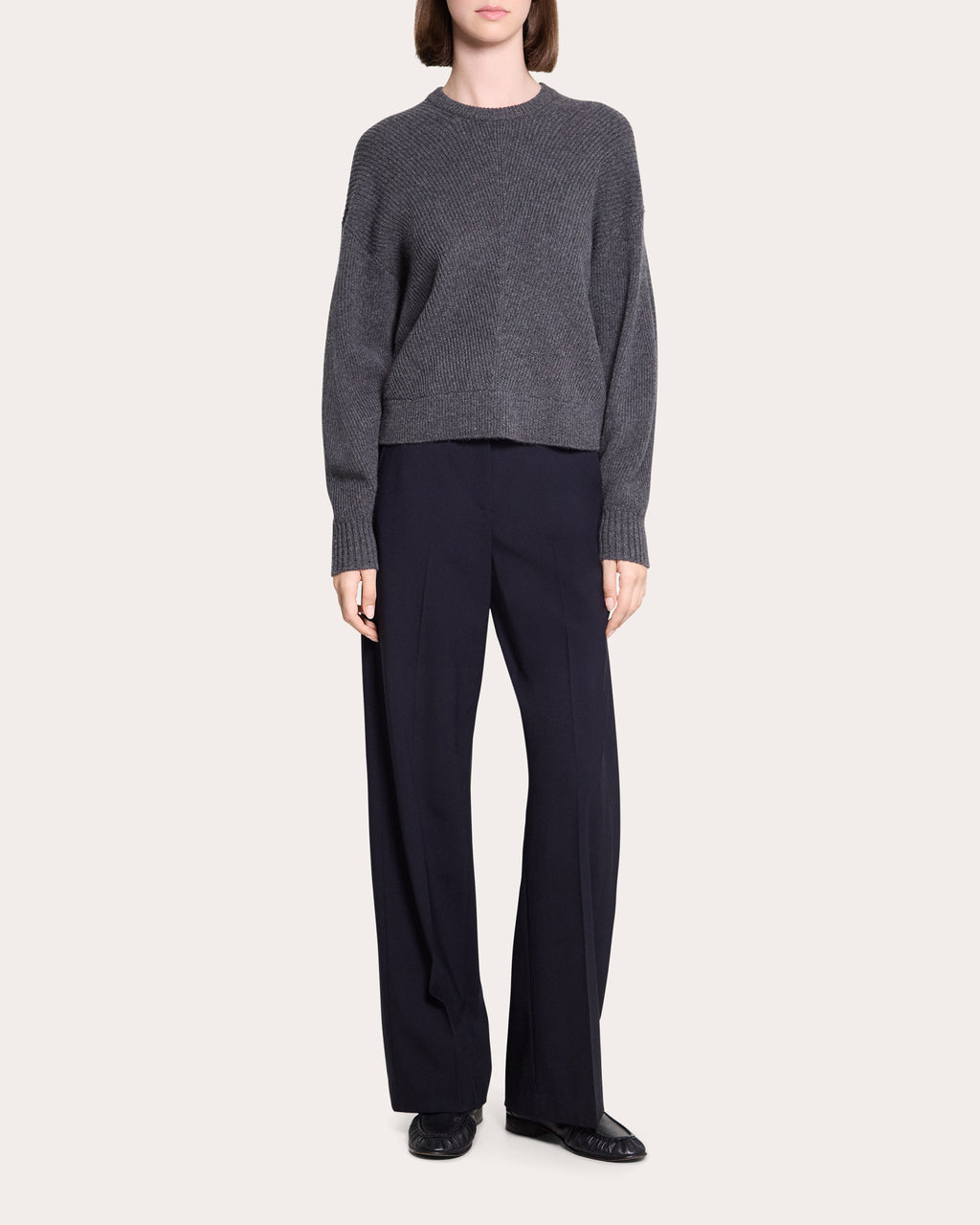Textural Ribbed Cashmere Pullover