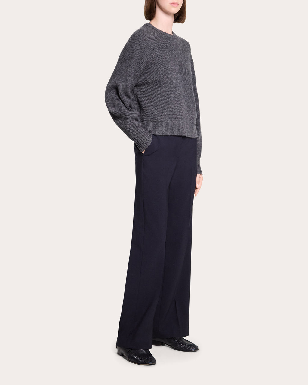 Textural Ribbed Cashmere Pullover