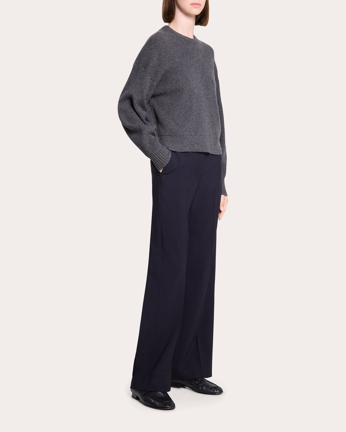Textural Ribbed Cashmere Pullover