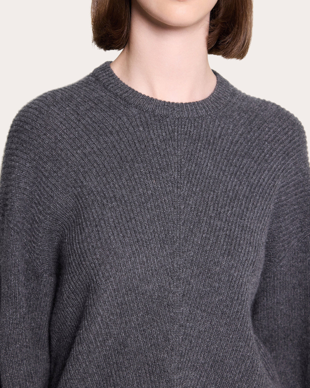 Textural Ribbed Cashmere Pullover