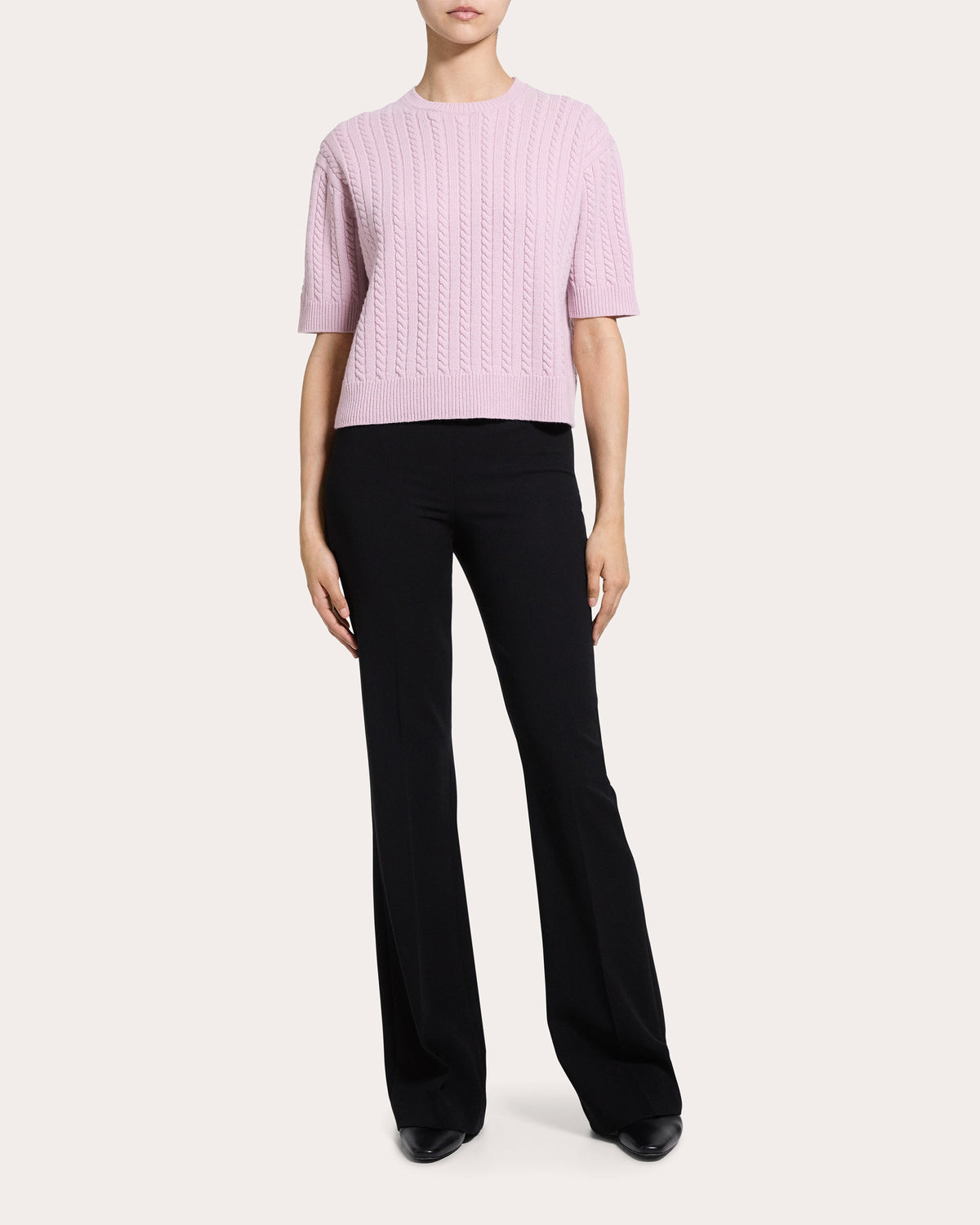 Cashmere Cable Knit Crewneck T-Shirt