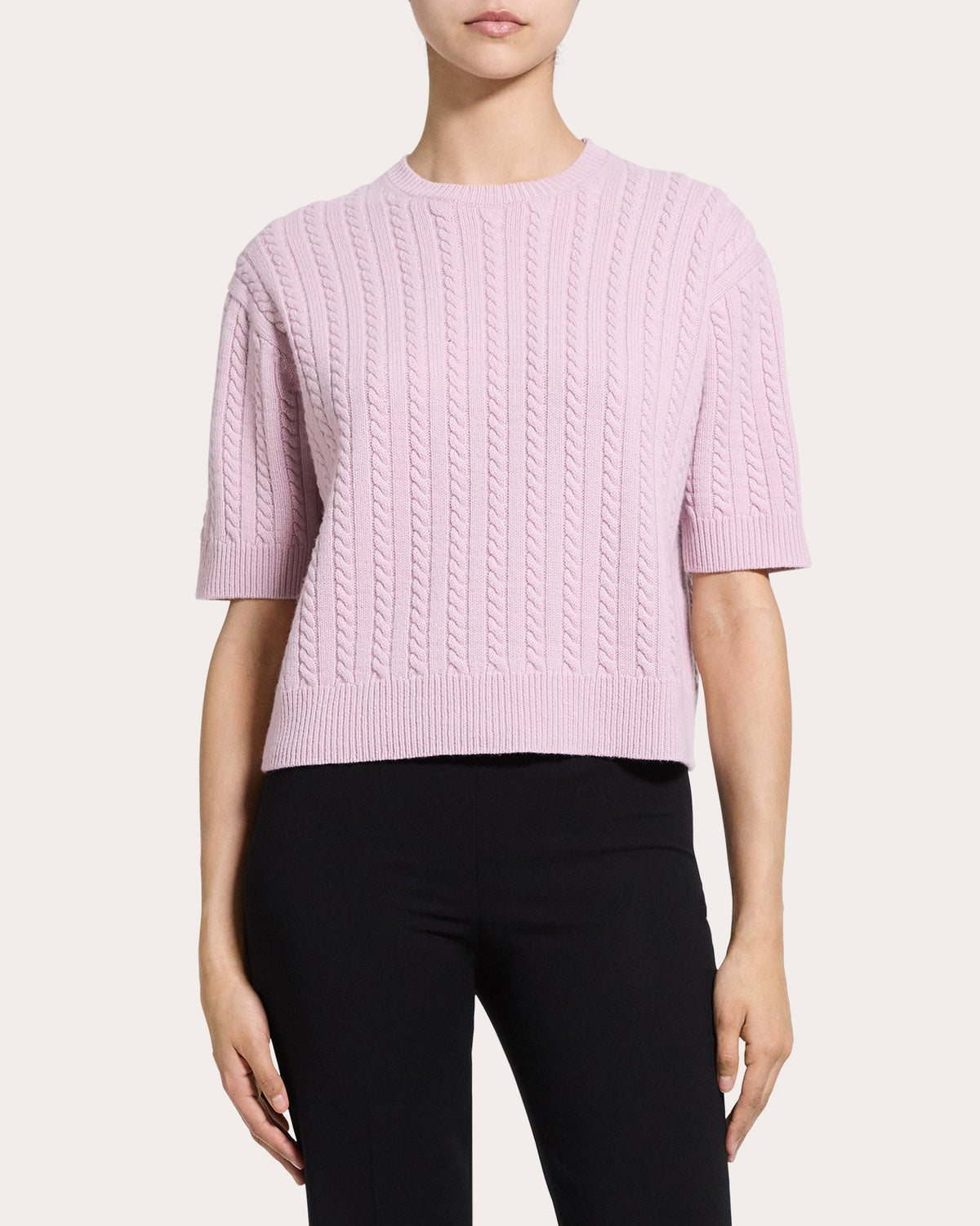 Cashmere Cable Knit Crewneck T-Shirt