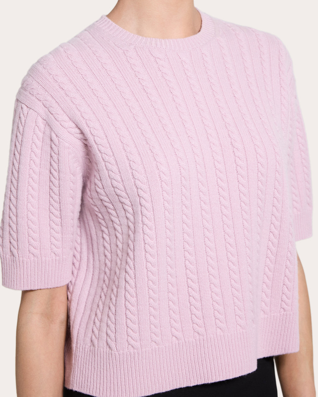 Cashmere Cable Knit Crewneck T-Shirt