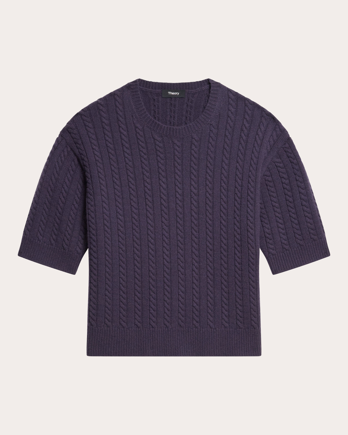 Cashmere Cable Knit Crewneck T-Shirt