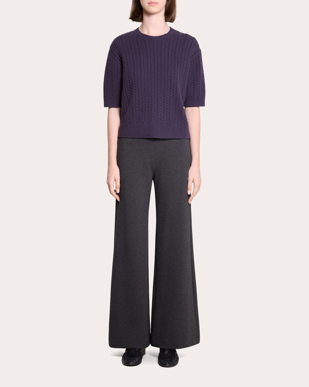 Cashmere Cable Knit Crewneck T-Shirt