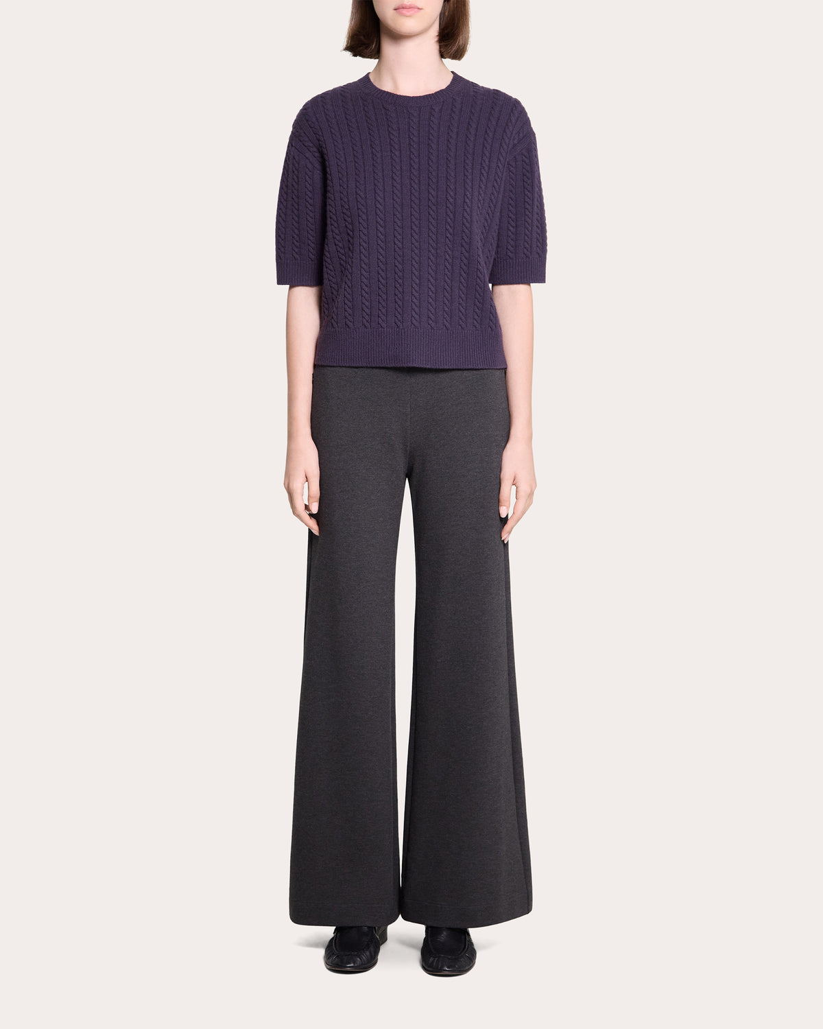 Cashmere Cable Knit Crewneck T-Shirt