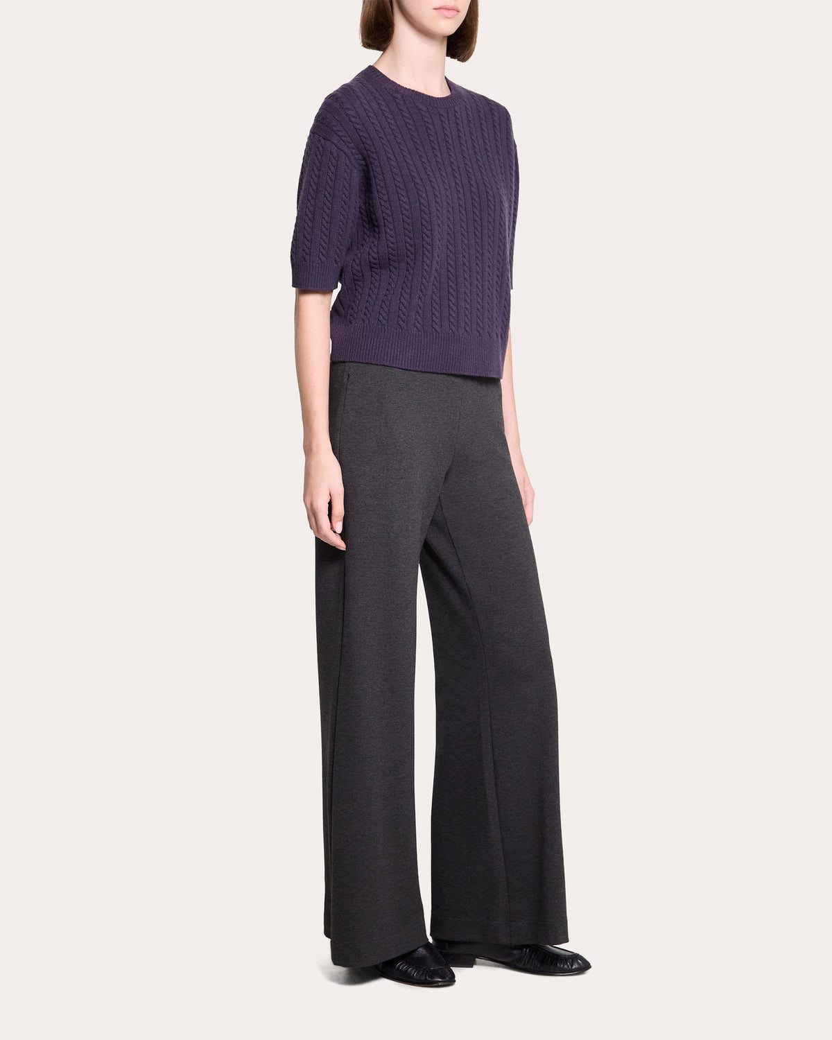 Cashmere Cable Knit Crewneck T-Shirt