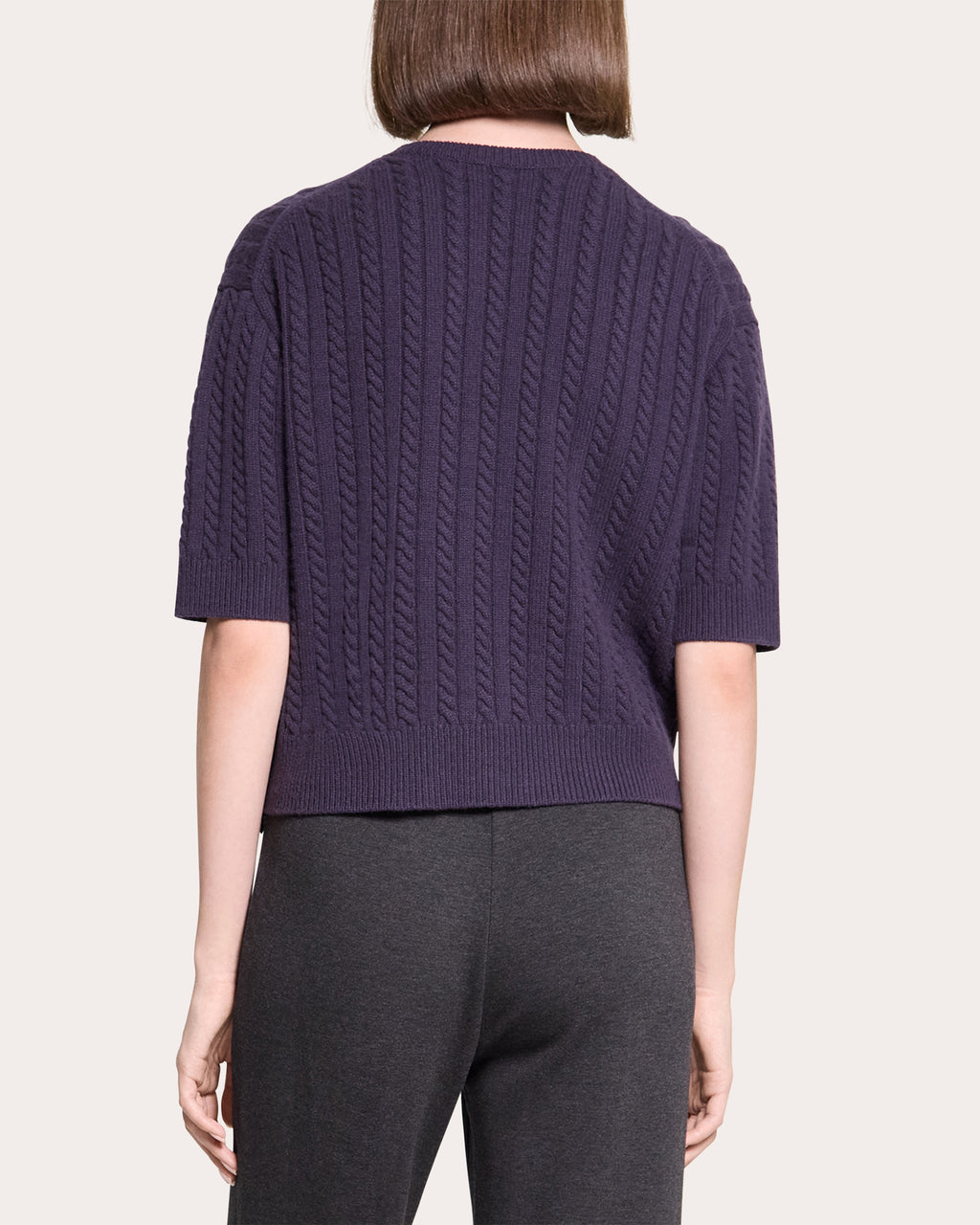Cashmere Cable Knit Crewneck T-Shirt