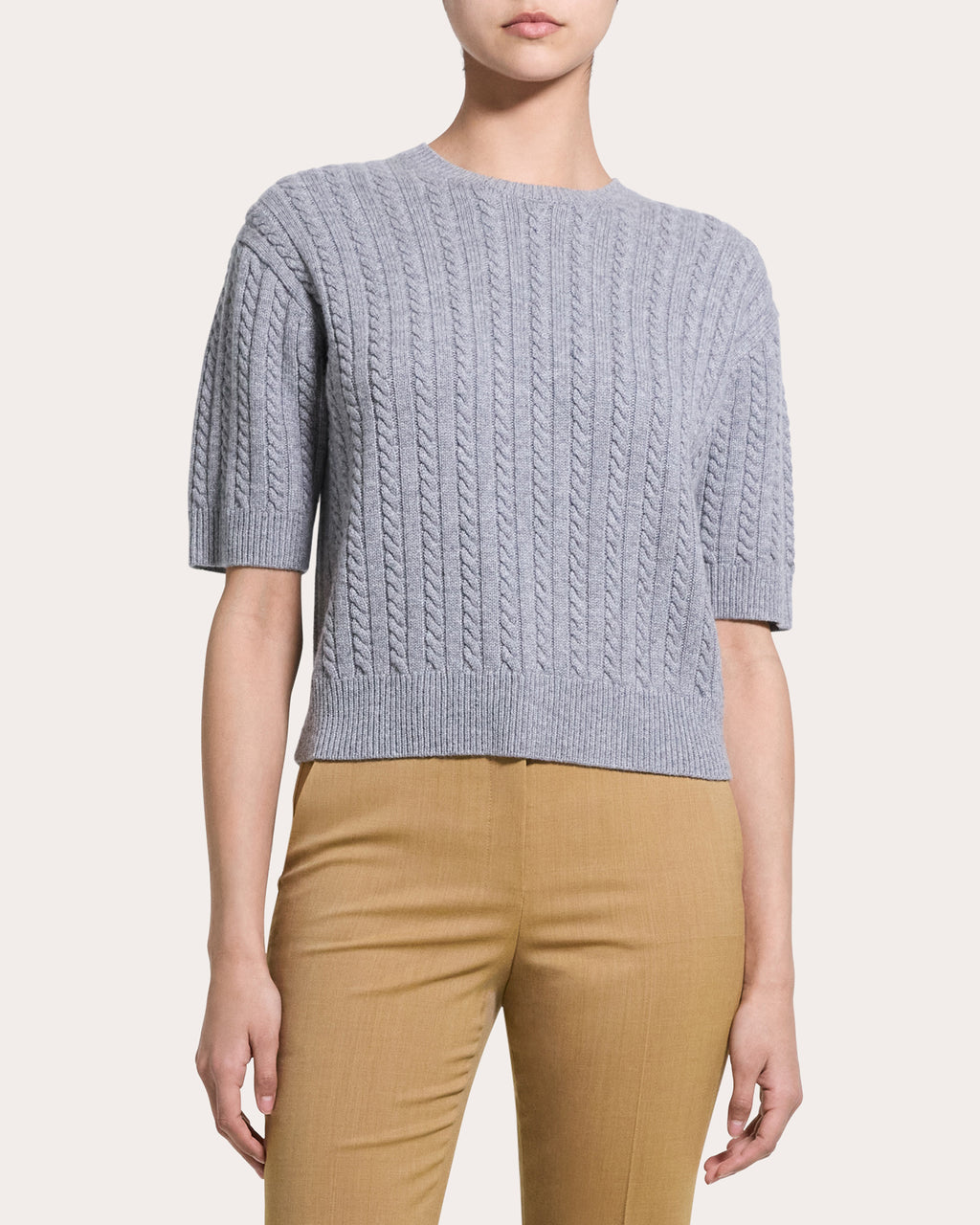 Cashmere Cable Knit Crewneck T-Shirt