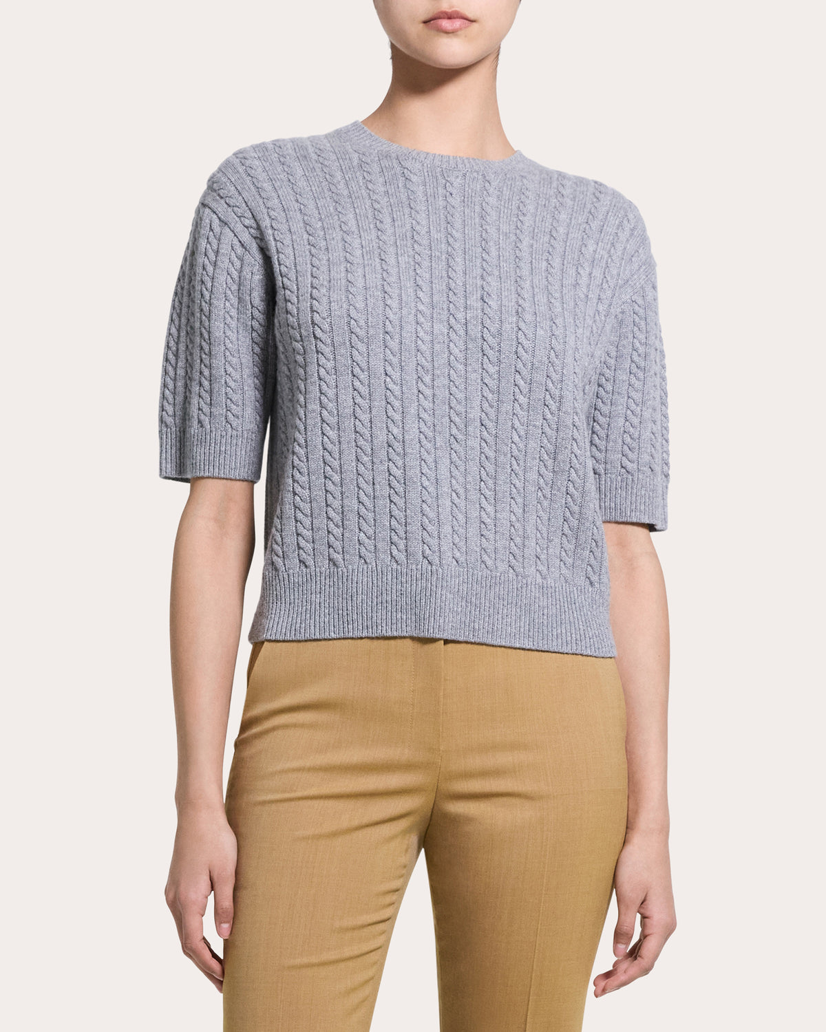 Cashmere Cable Knit Crewneck T-Shirt