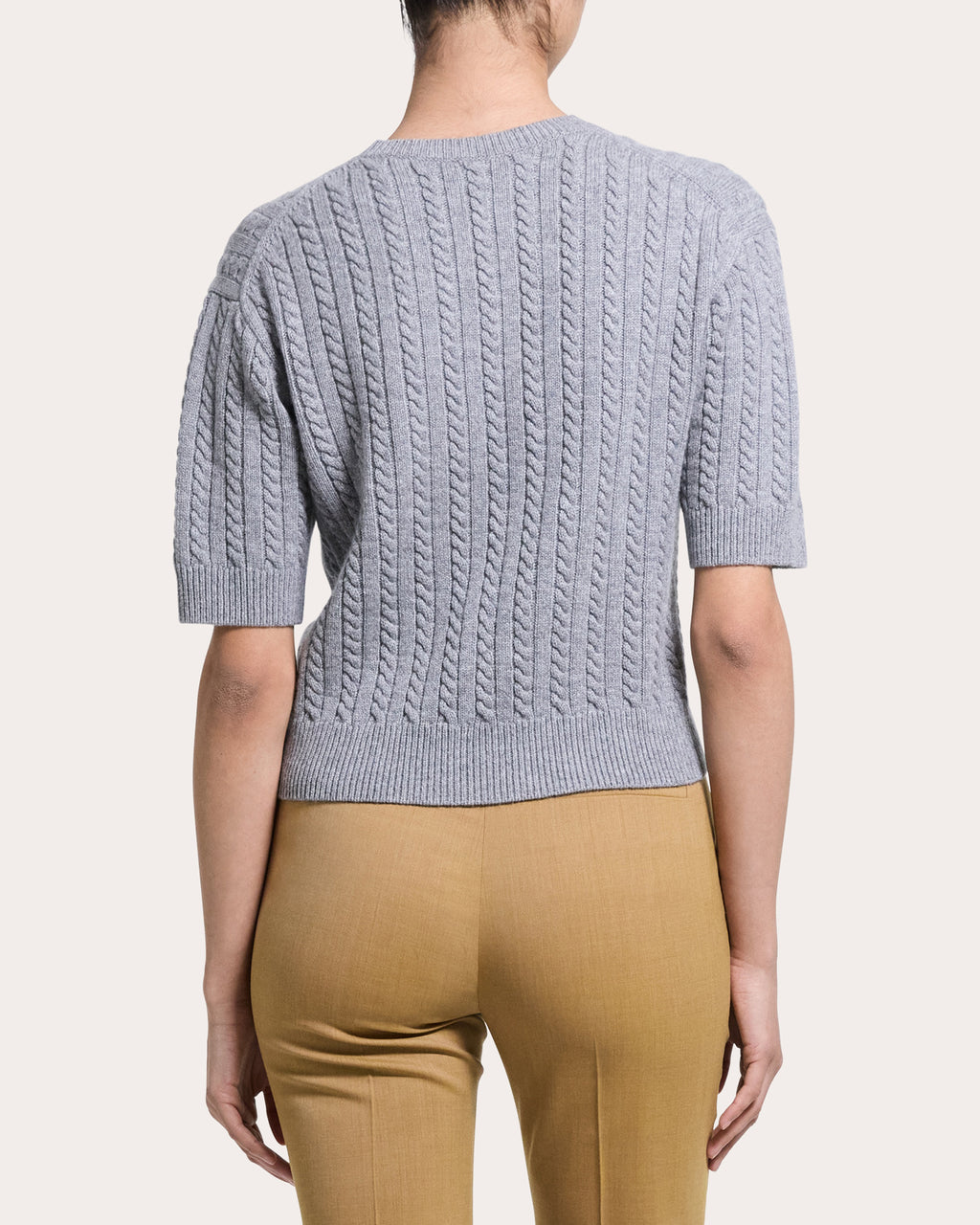 Cashmere Cable Knit Crewneck T-Shirt