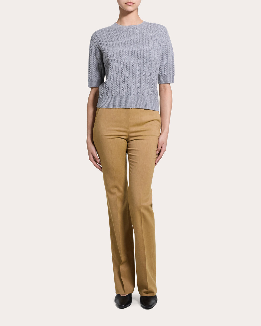 Cashmere Cable Knit Crewneck T-Shirt