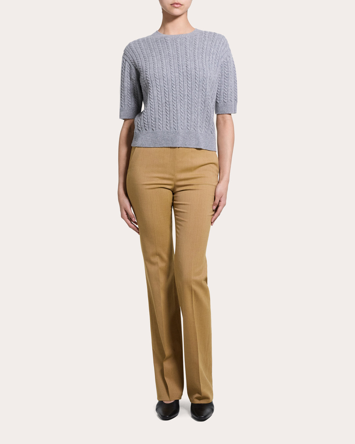 Cashmere Cable Knit Crewneck T-Shirt