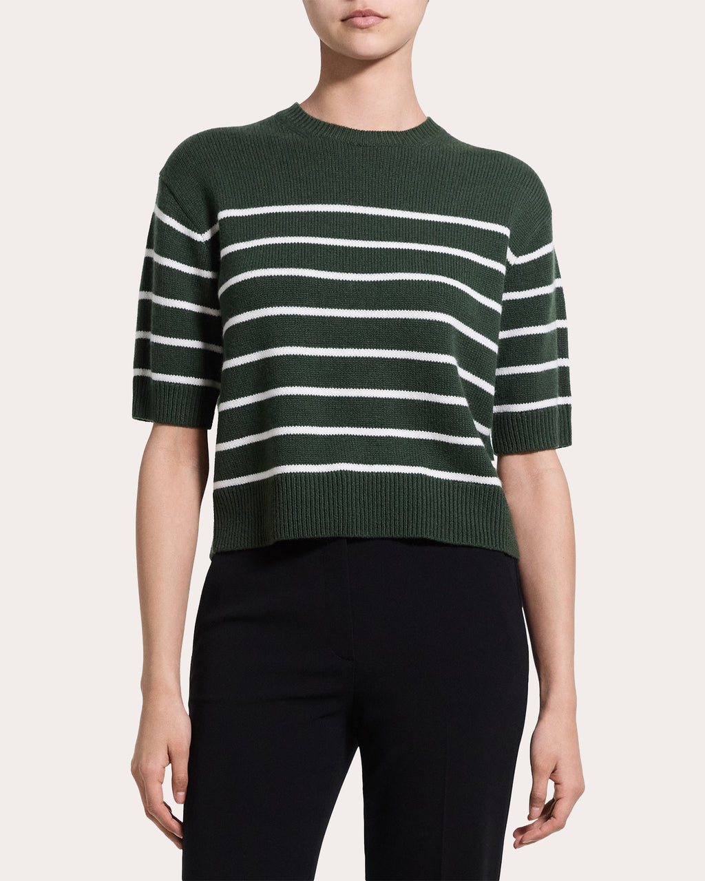 Stripe Cashmere Knit Crewneck T-Shirt