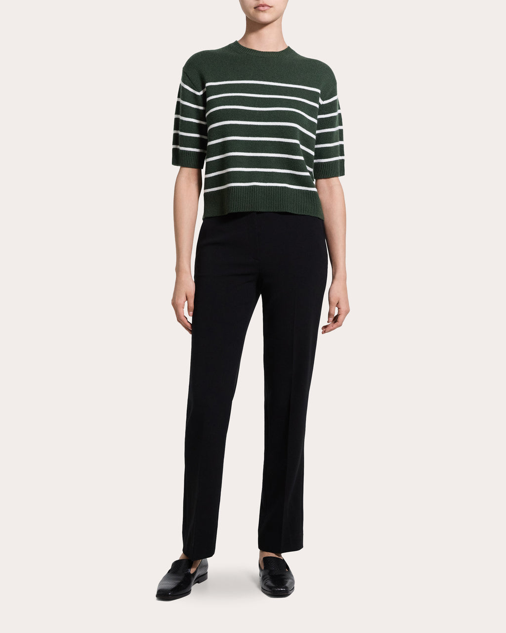 Stripe Cashmere Knit Crewneck T-Shirt
