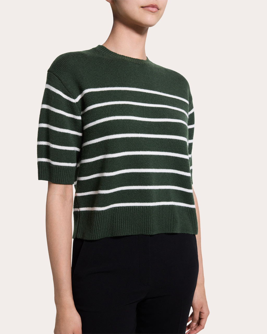 Stripe Cashmere Knit Crewneck T-Shirt