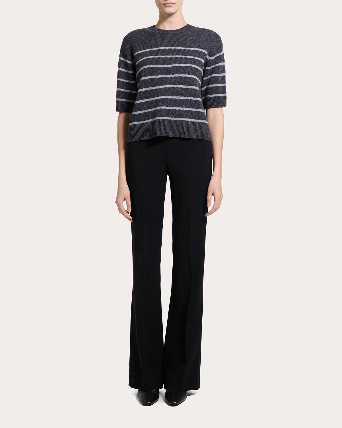 Stripe Cashmere Knit Crewneck T-Shirt