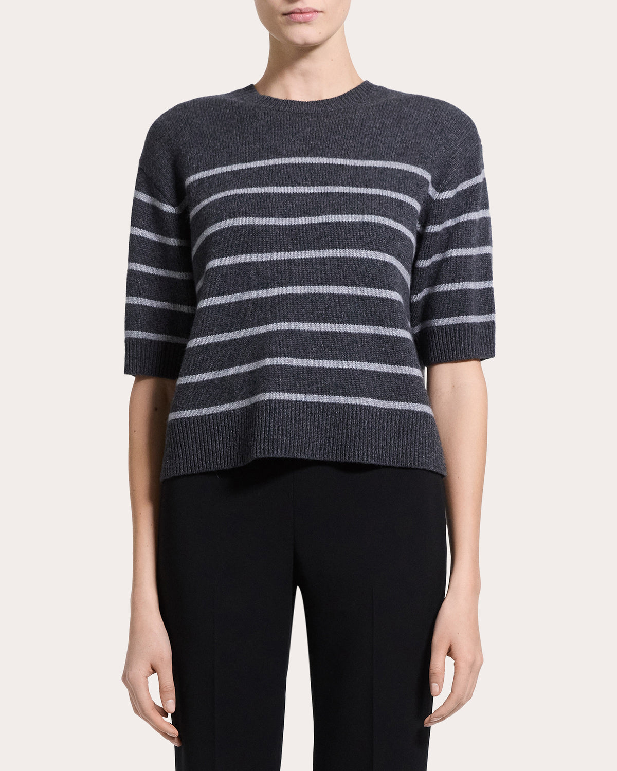 Stripe Cashmere Knit Crewneck T-Shirt