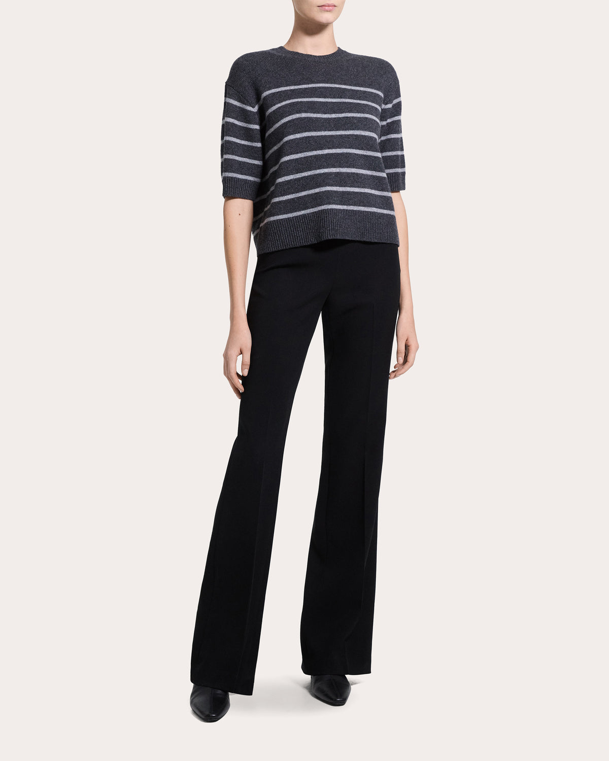 Stripe Cashmere Knit Crewneck T-Shirt