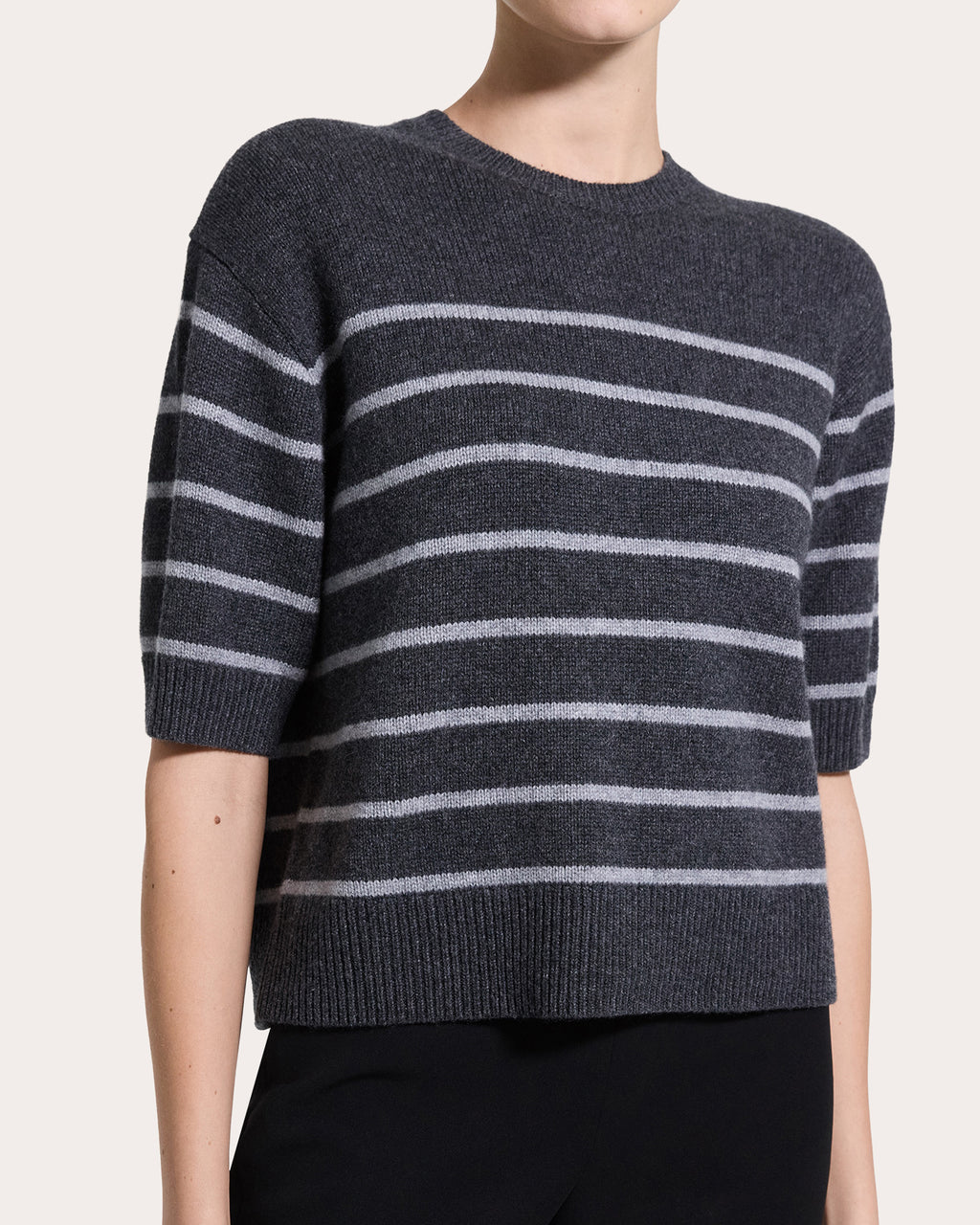 Stripe Cashmere Knit Crewneck T-Shirt