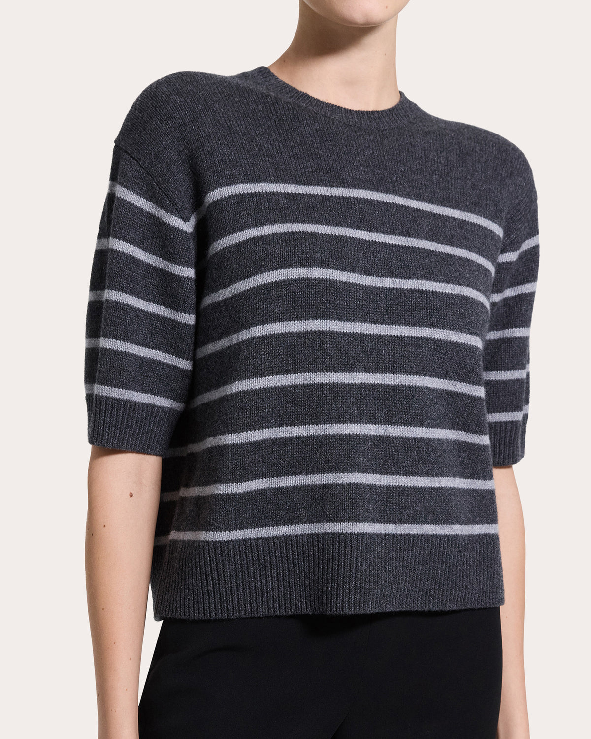 Stripe Cashmere Knit Crewneck T-Shirt