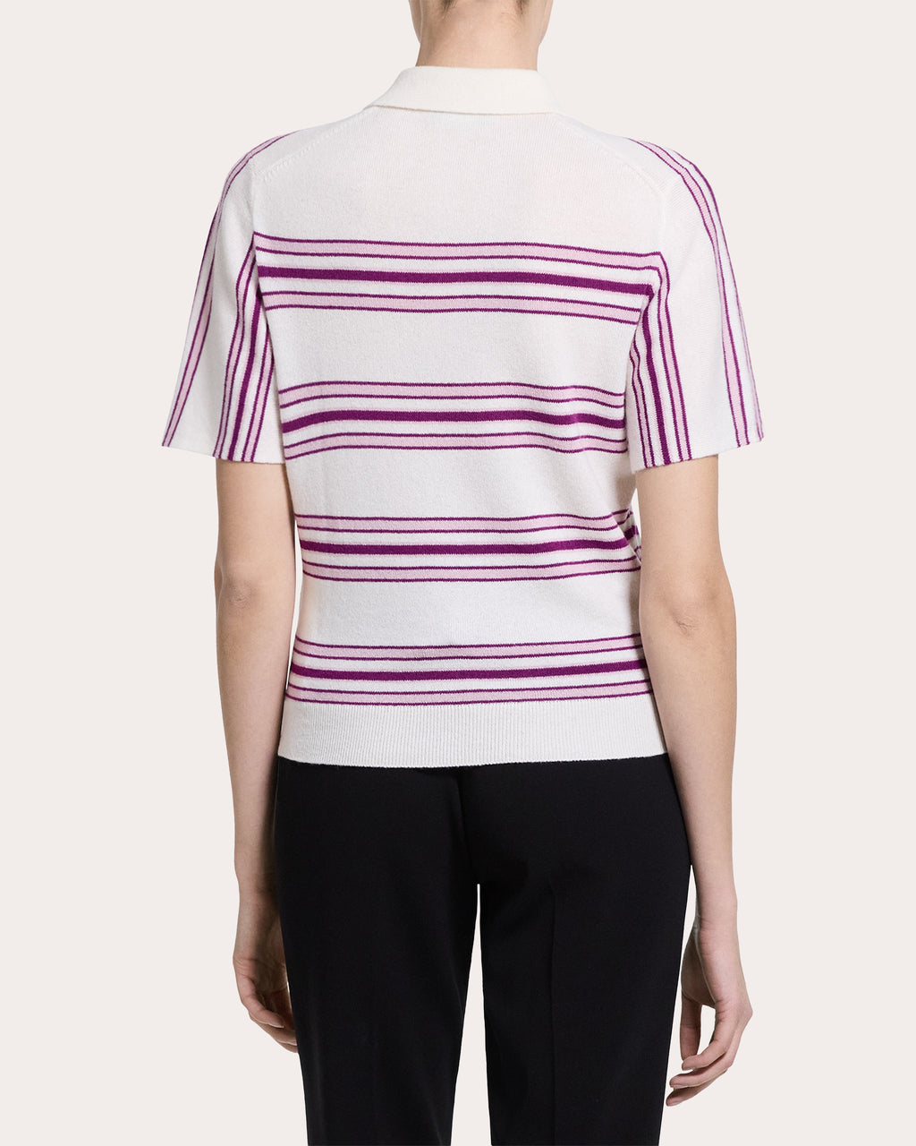 Stripe Cashmere Knit Polo