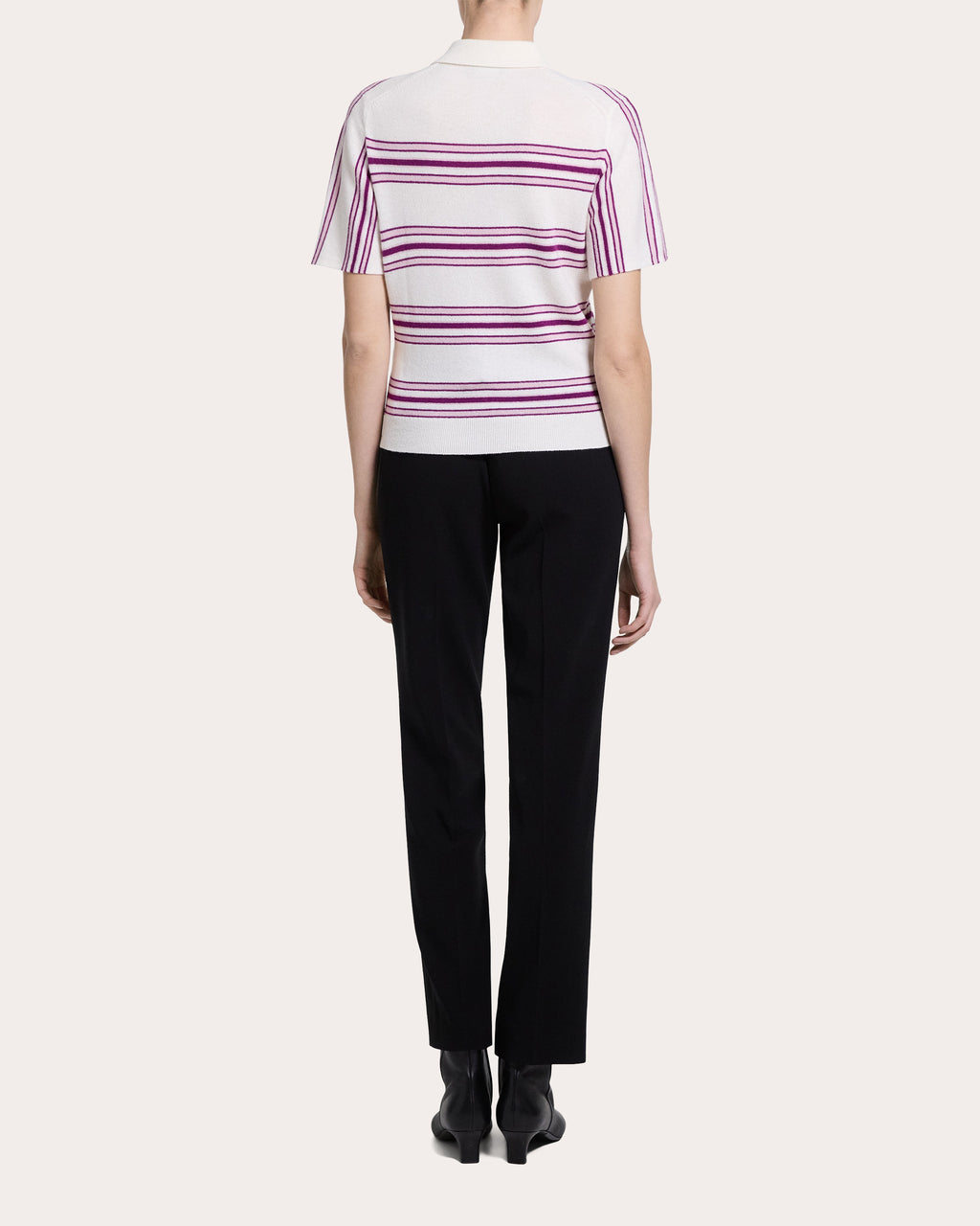 Stripe Cashmere Knit Polo