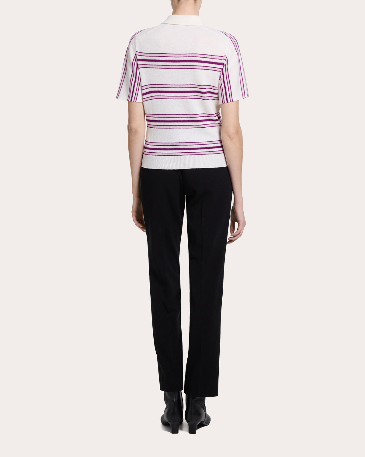 Stripe Cashmere Knit Polo