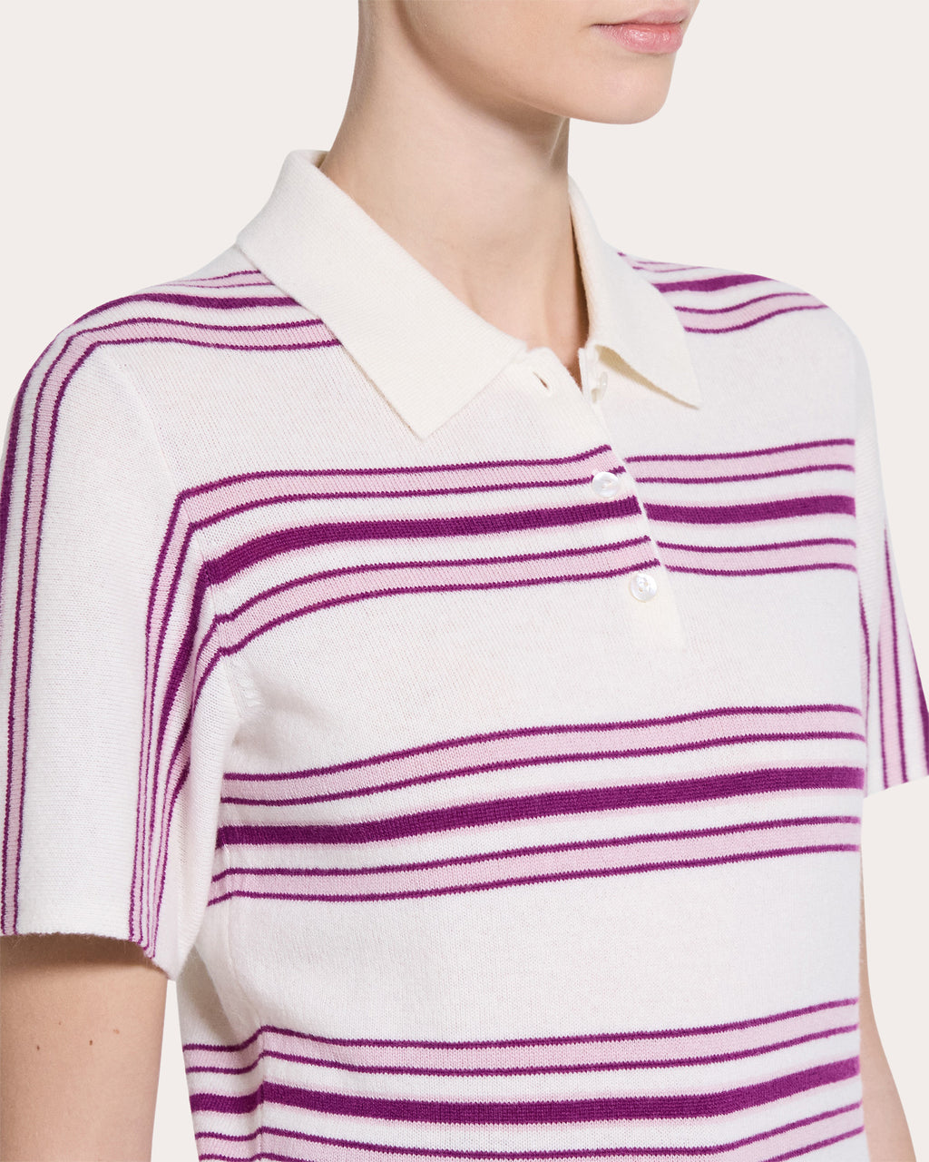 Stripe Cashmere Knit Polo
