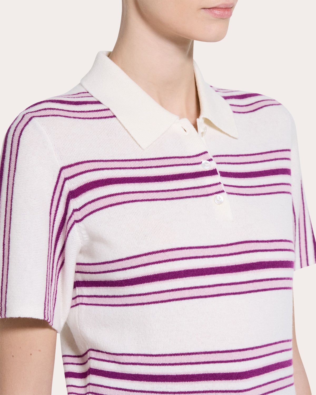 Stripe Cashmere Knit Polo