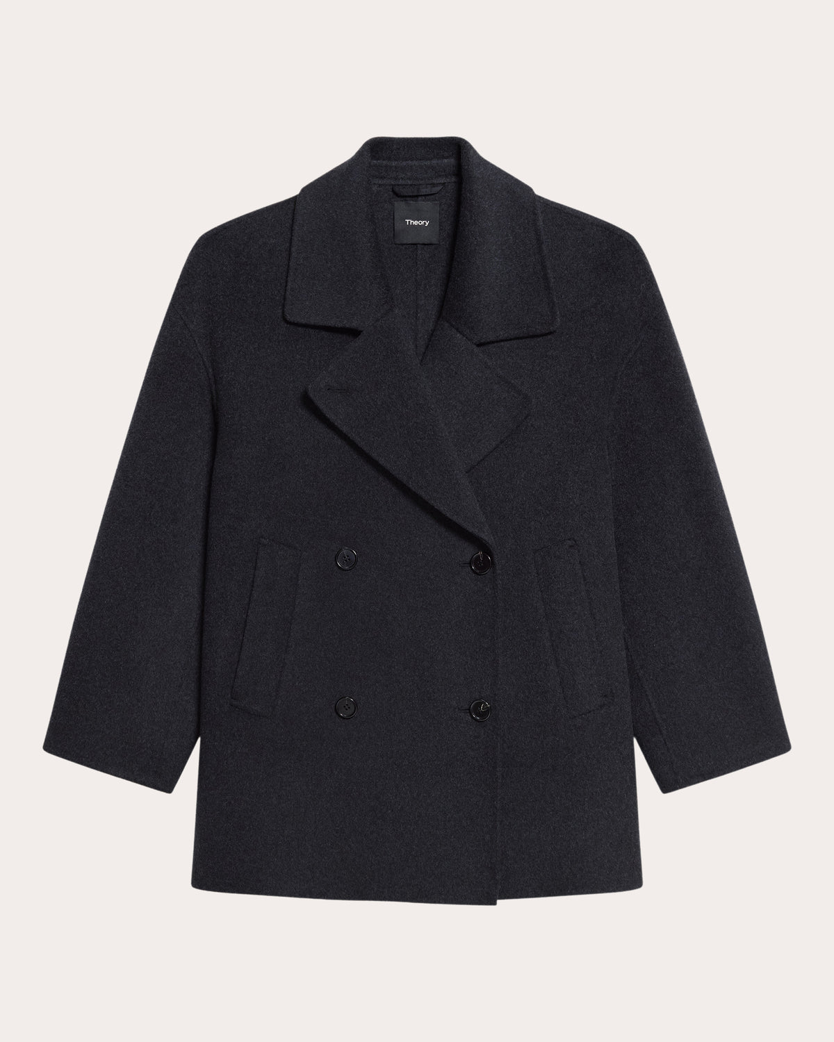 Wool Mélange Rounded Cocoon Peacoat