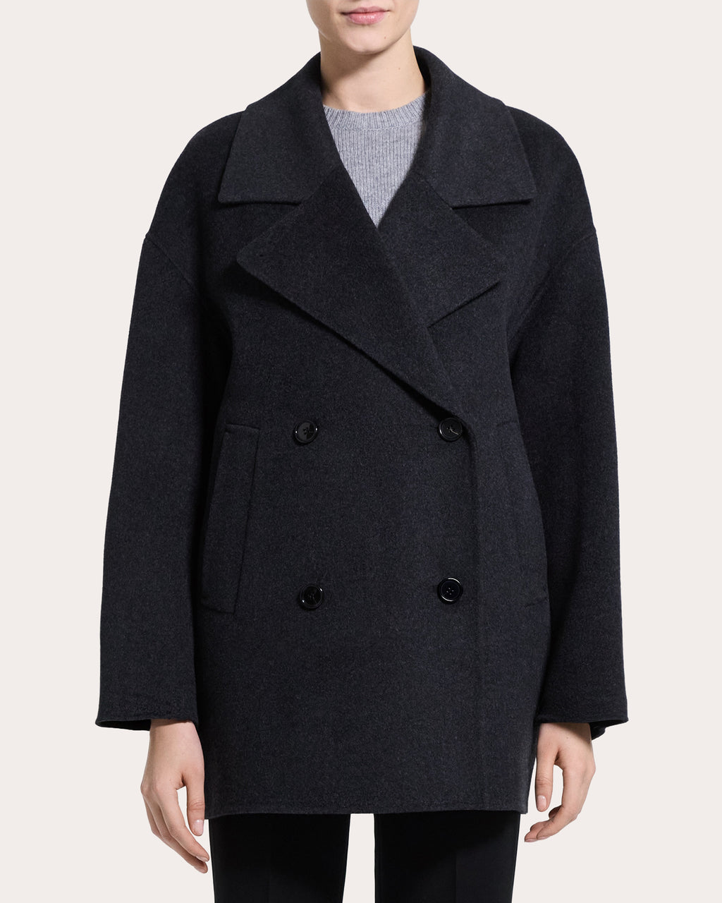 Wool Mélange Rounded Cocoon Peacoat