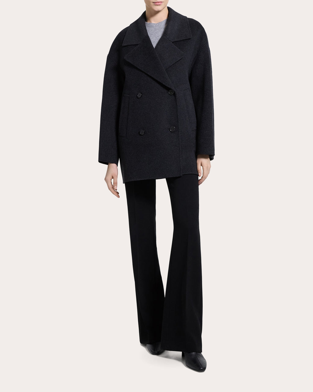 Wool Mélange Rounded Cocoon Peacoat