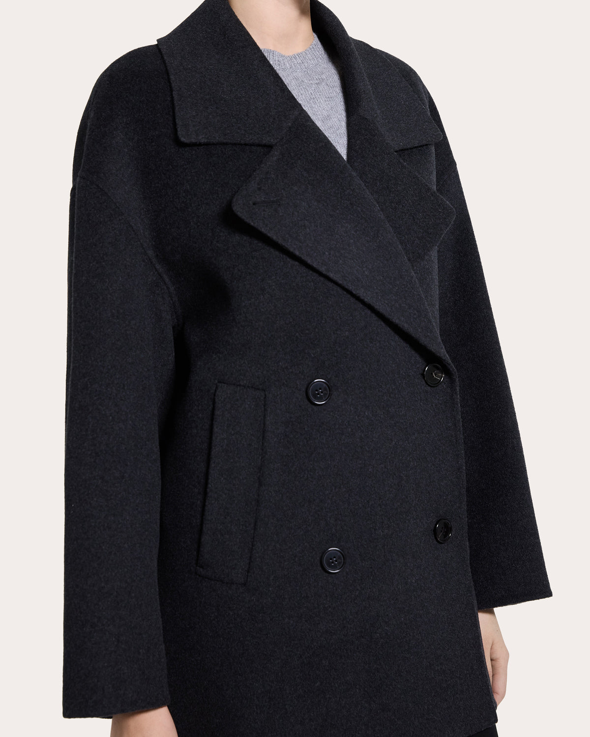 Wool Mélange Rounded Cocoon Peacoat