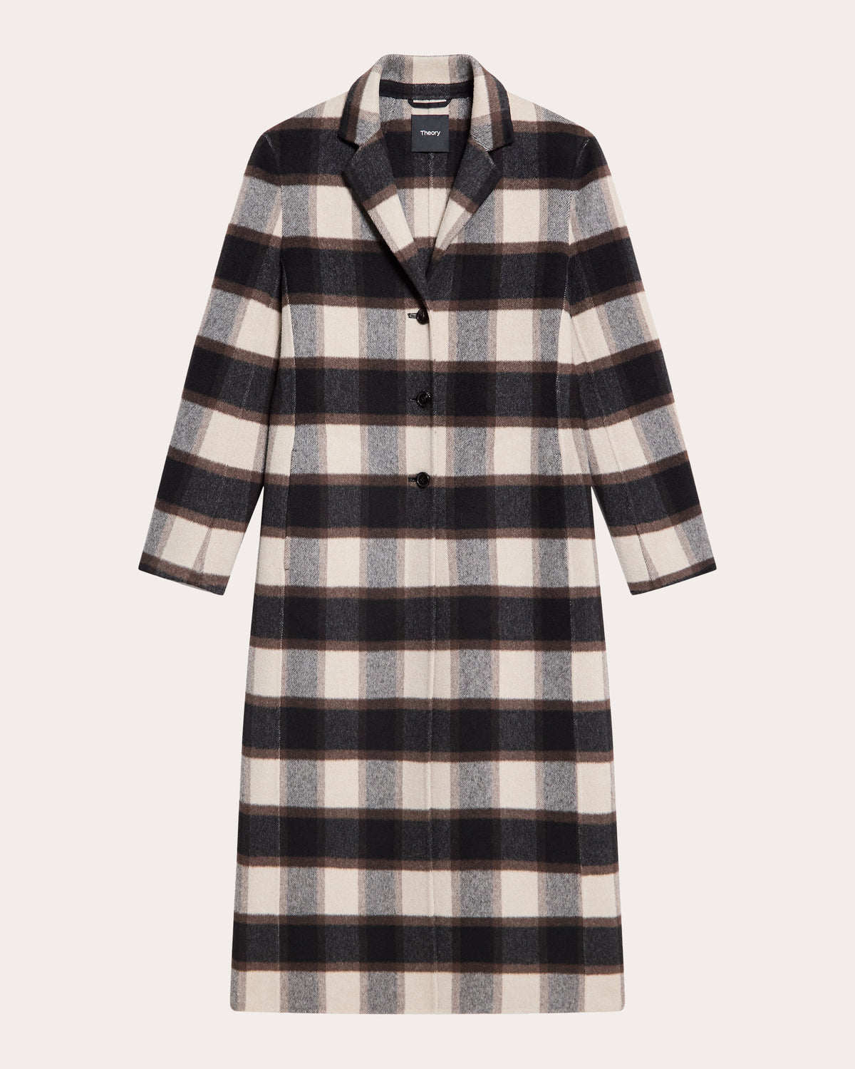 Plaid Wool Elongated Blazer Coat