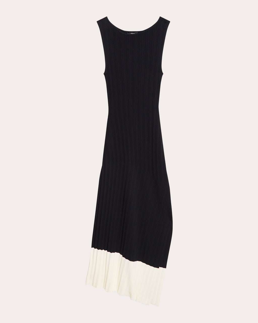 Rib Knit Asymmetric Boatneck Midi Dress