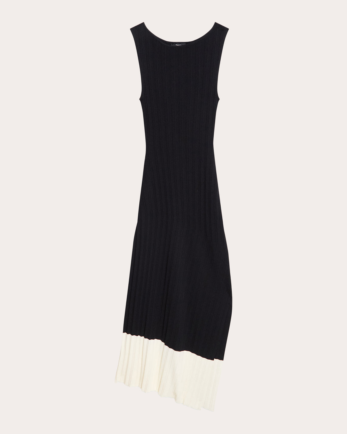 Rib Knit Asymmetric Boatneck Midi Dress