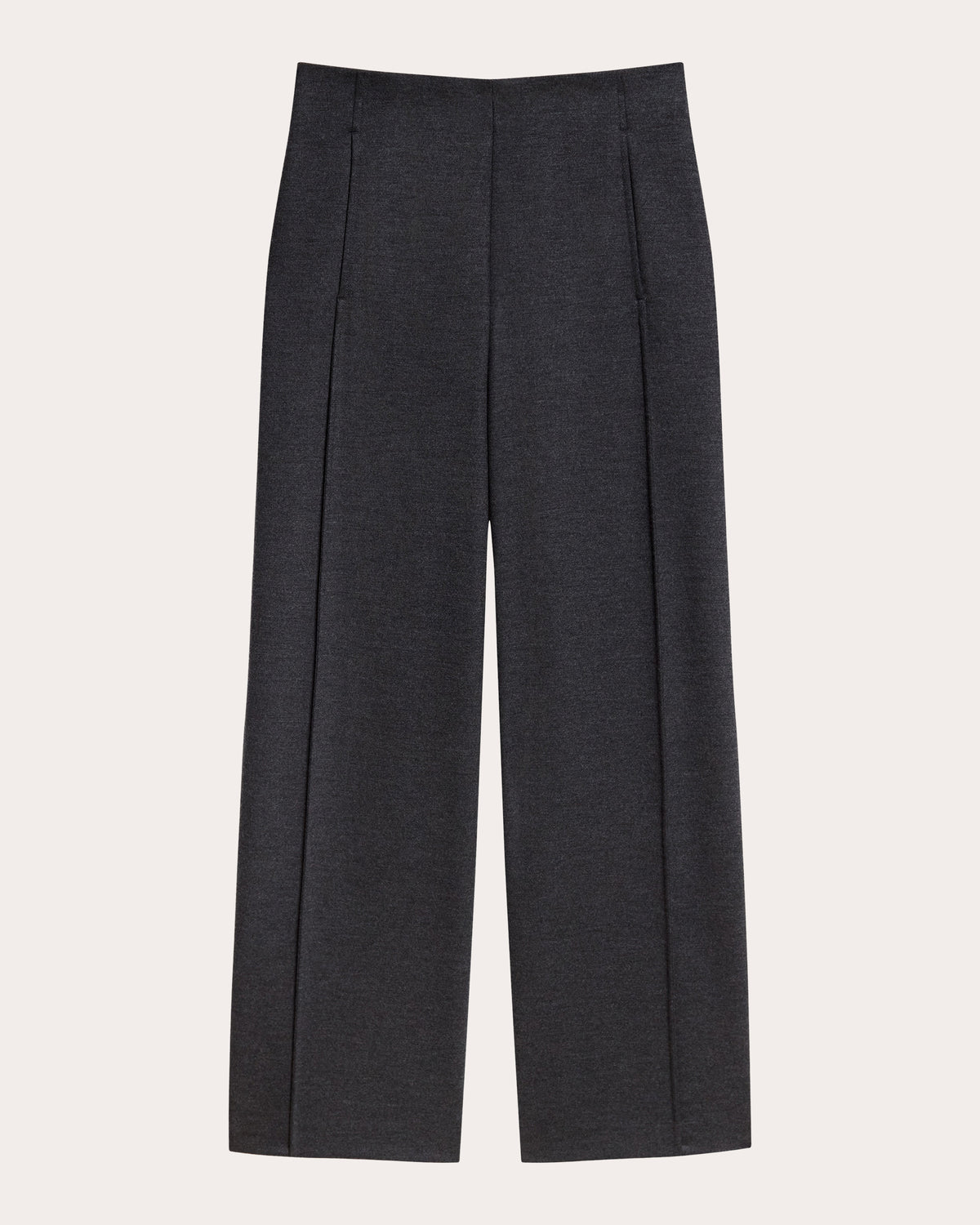 Wool Mélange Seamed Straight-Leg Pants