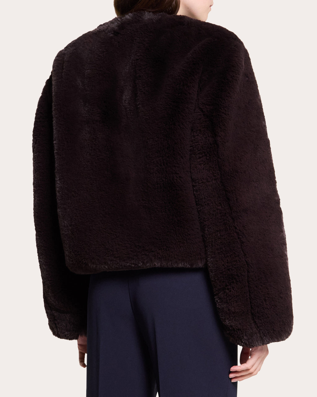 Faux Fur V-Neck Crop Jacket