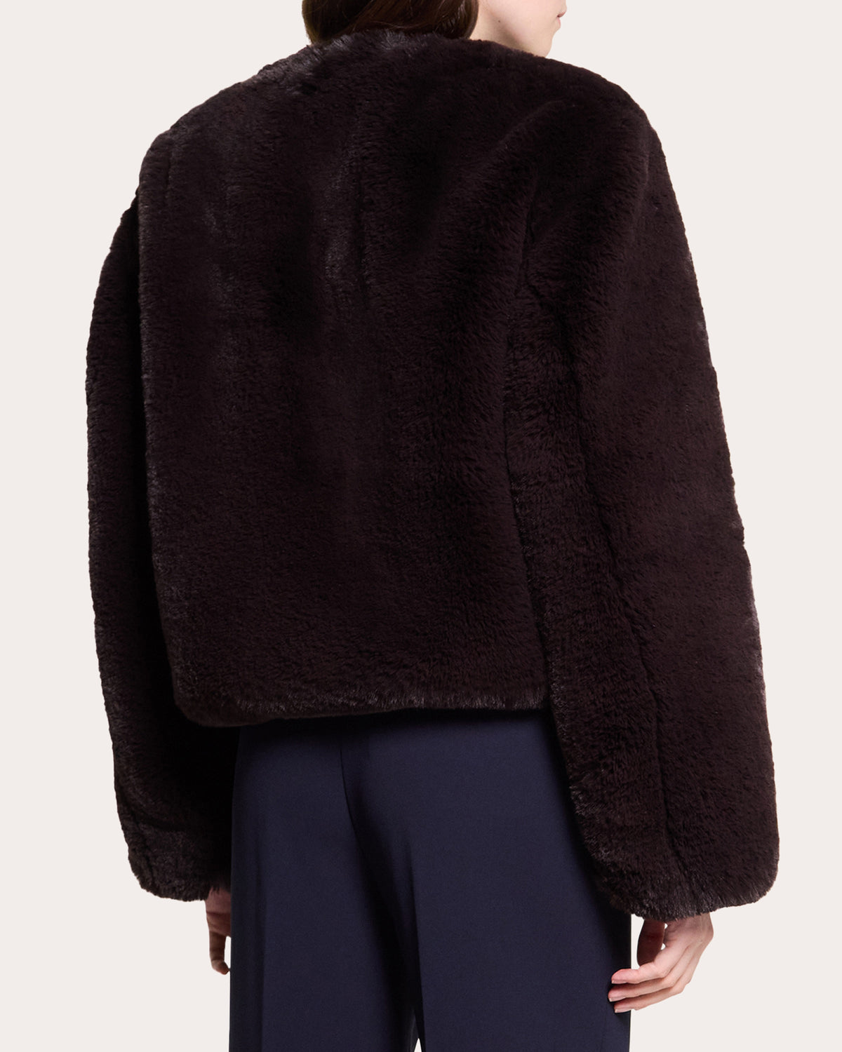 Faux Fur V-Neck Crop Jacket