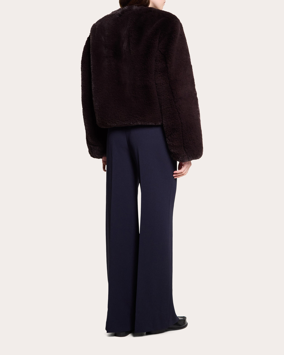 Faux Fur V-Neck Crop Jacket