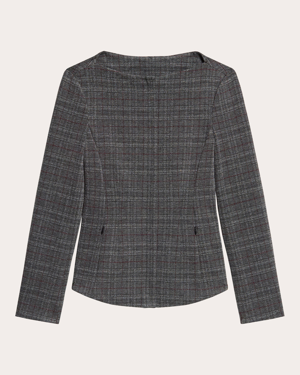 Plaid Slim Boatneck Jacket