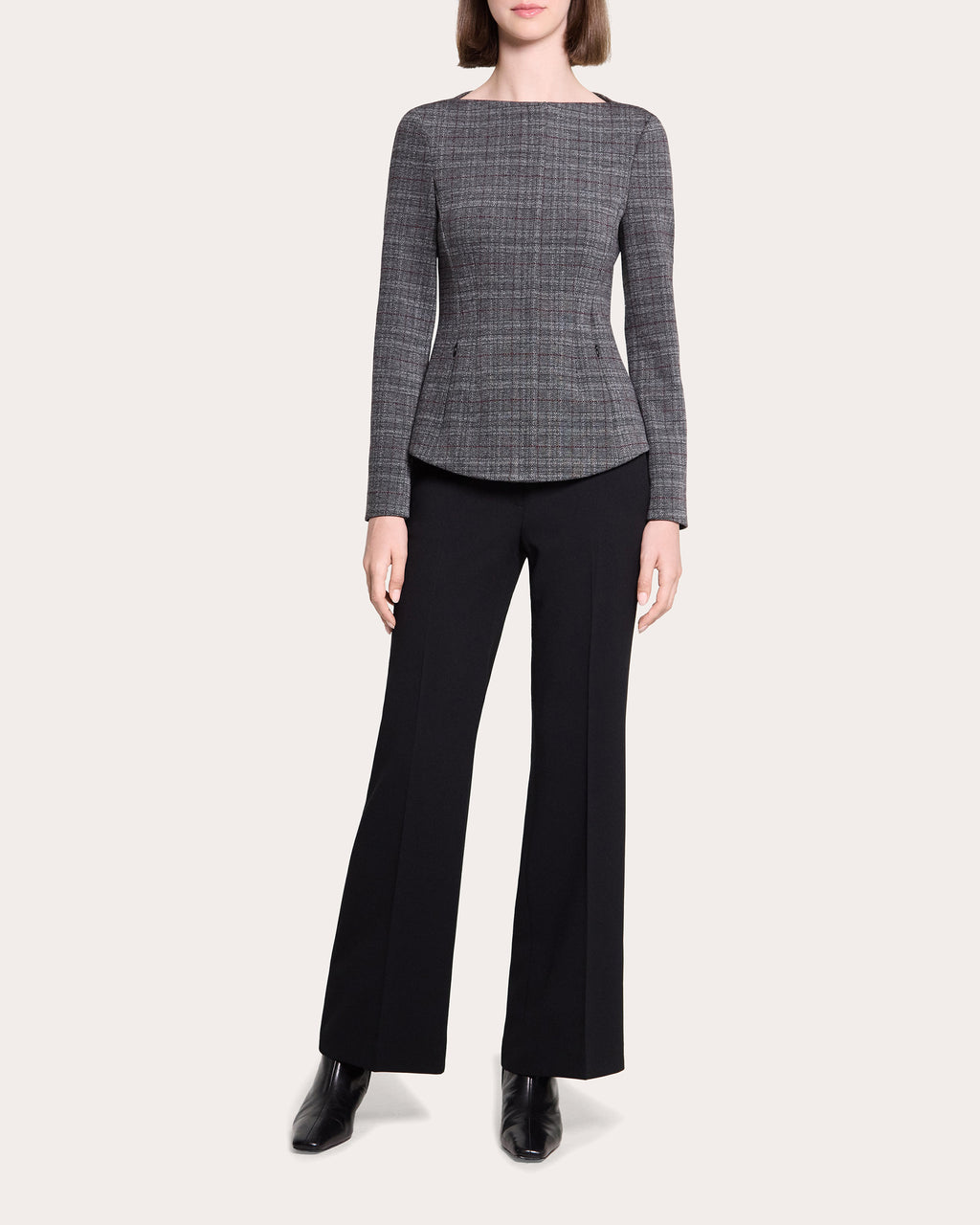 Plaid Slim Boatneck Jacket