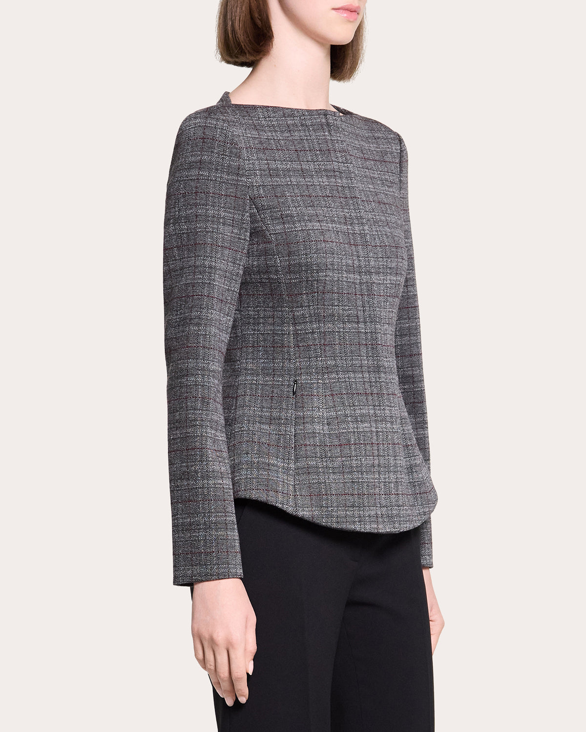 Plaid Slim Boatneck Jacket