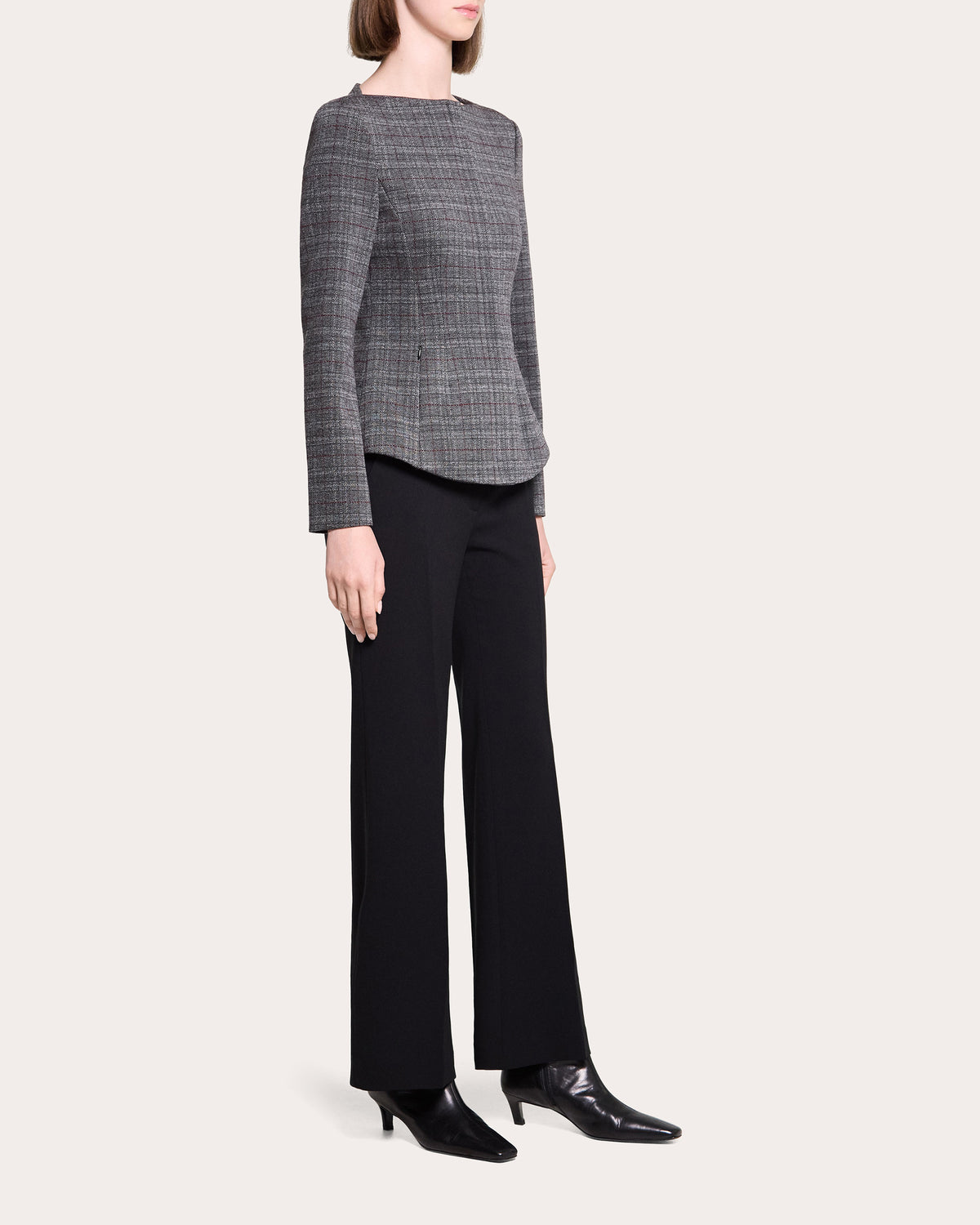 Plaid Slim Boatneck Jacket
