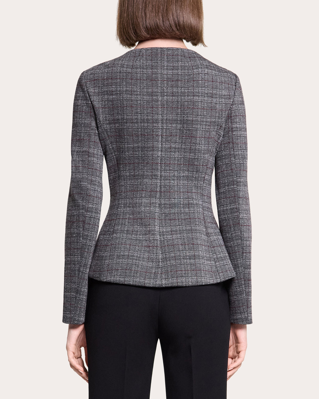 Plaid Slim Boatneck Jacket