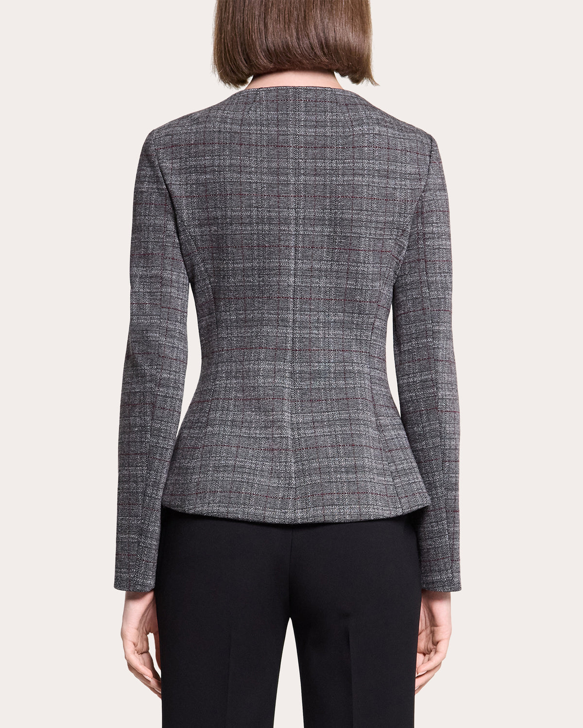 Plaid Slim Boatneck Jacket